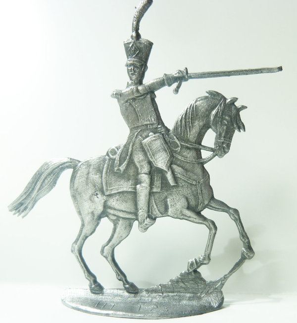 Franz.Infanterie im Dorfkampf  Offizier zu Pferd mit Degen