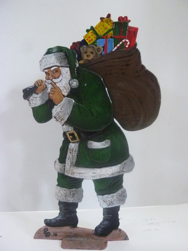 Weihnachtsstandfigur  " Santa Claus" grün