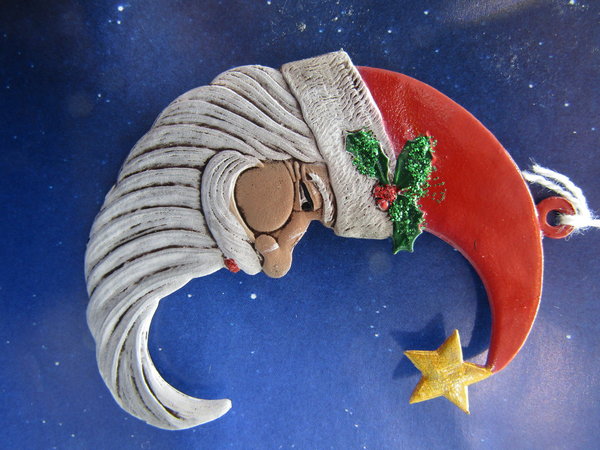 Handbemalter Weihnachtshänger " Nikolaus Mond "