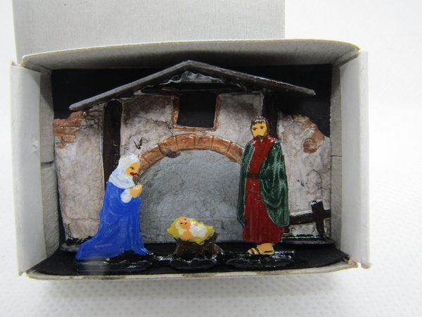 Heilige Familie im Stall ,  Weihnachten in der Streichholzschachtel