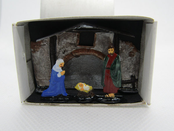 Heilige Familie im Stall ,  Weihnachten in der Streichholzschachtel